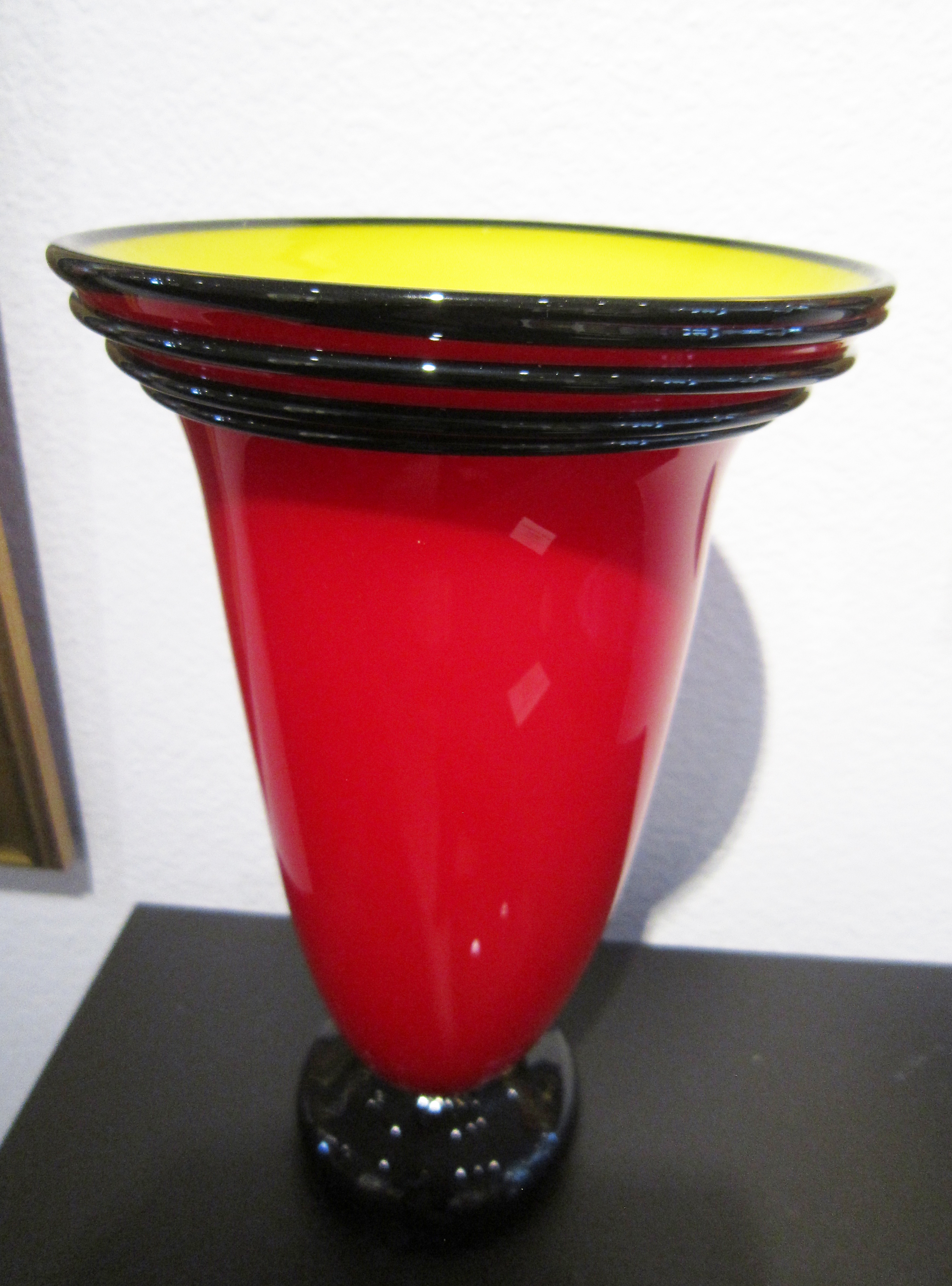 Donald Carlson Red Vase with Yellow Interior